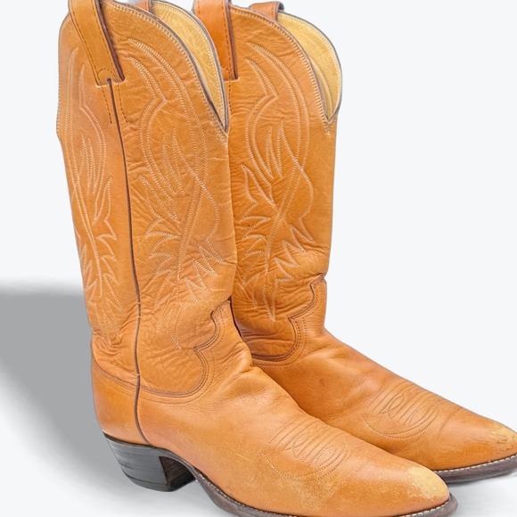 Justin Boots Other - Justin Bay Apache Leather Western Cowboy Boots F3408 Mens 8.5B Tan Made In USA